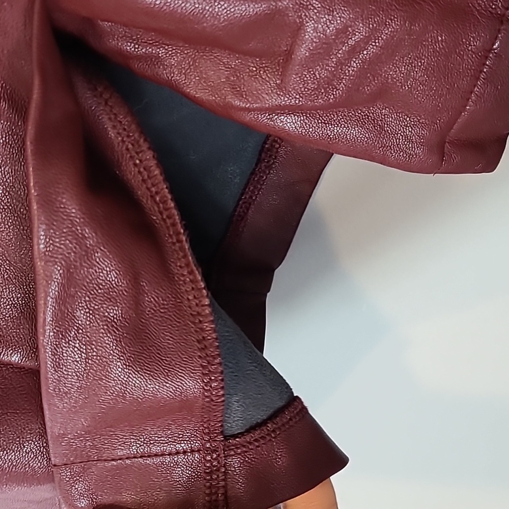 Paper Crown Womens Faux Leather Merlot Burgundy Skirt‎ Size 4 Luxury Fall - Picture 4 of 10